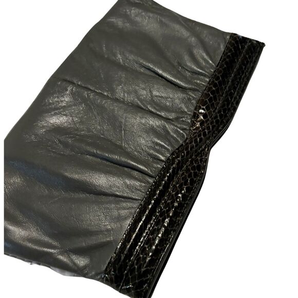 Vintage 1980s Ande Leather Clutch Shoulder Bag Gray - Picture 8 of 13